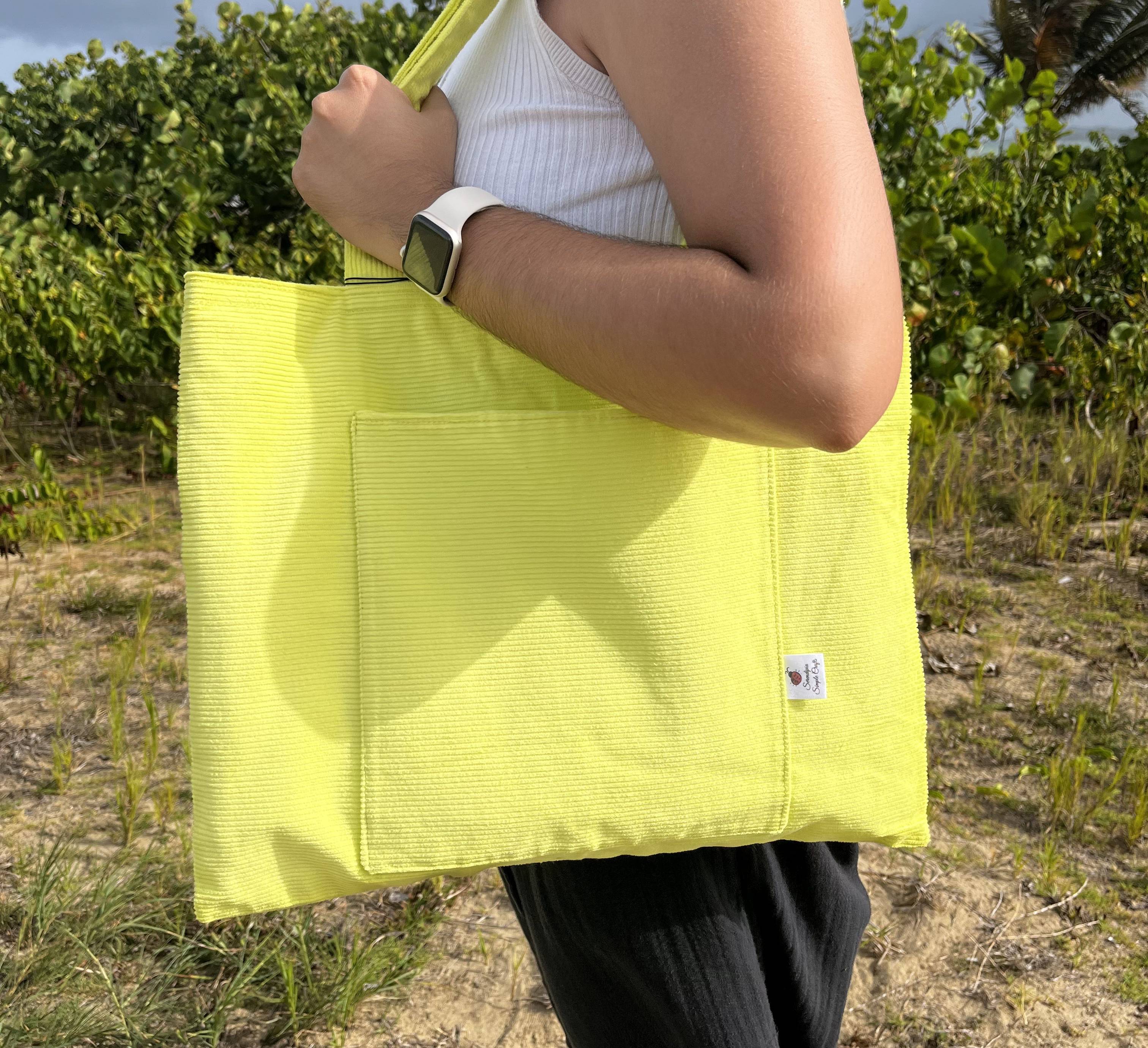 Citrus Squeeze Key Lime Corduroy Tote | Handmade in Puerto Rico