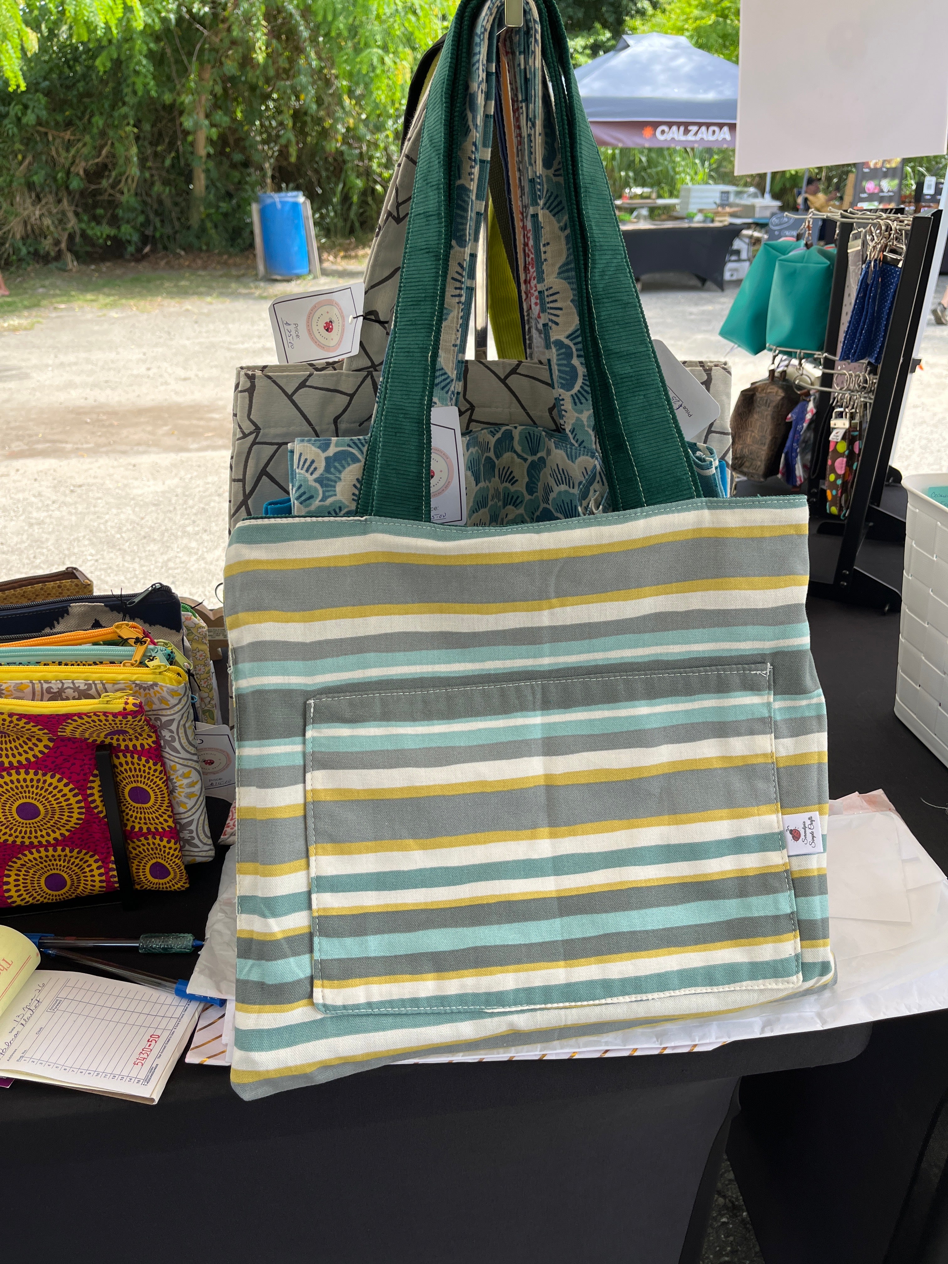 Corduroy and Stripes Tote Bag