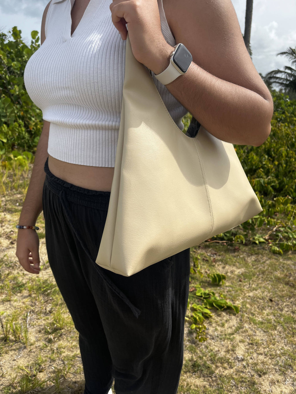 Vinyl Beige Bag