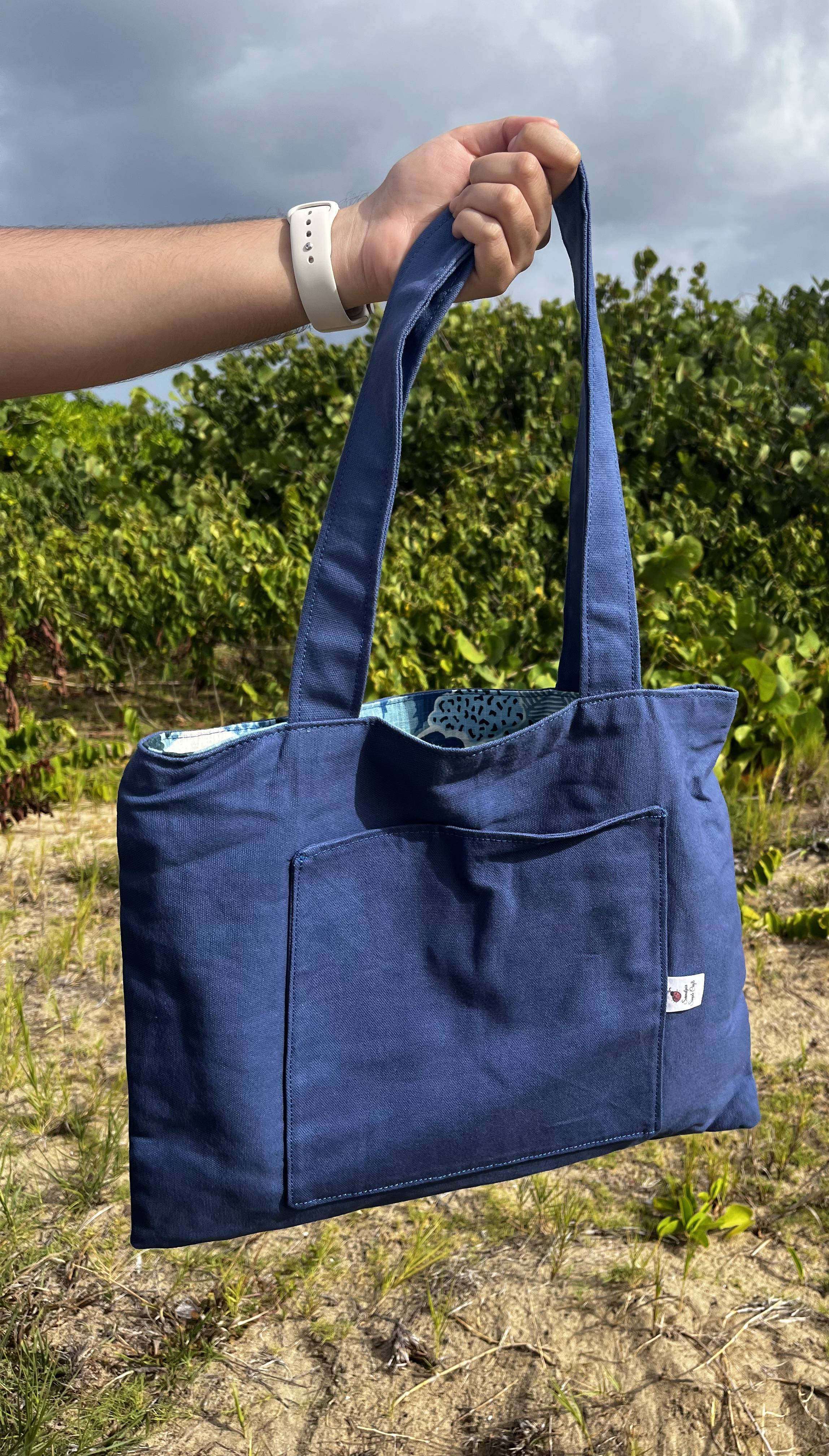 Blooming Teal Reversible Tote