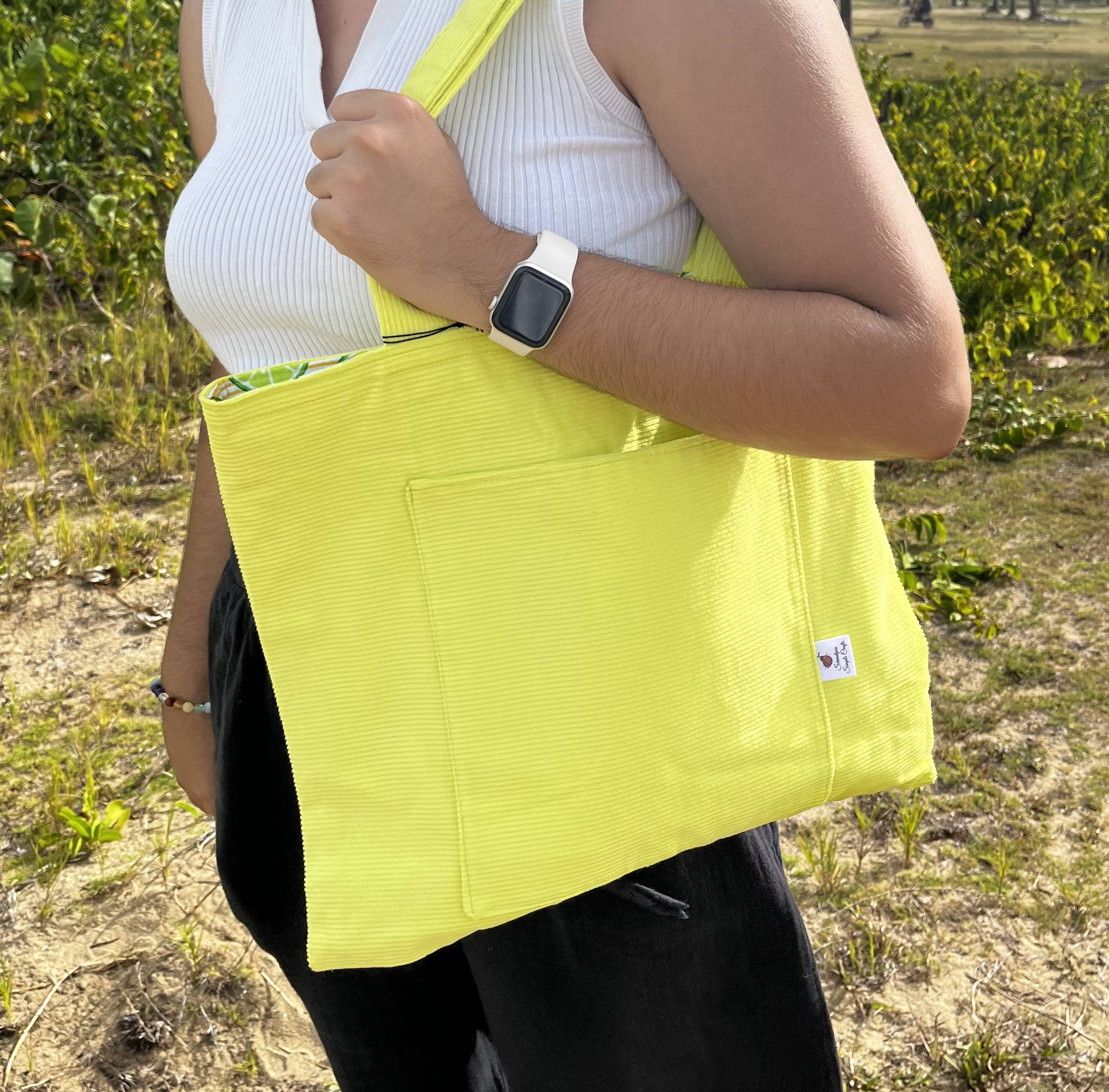 Citrus Squeeze Key Lime Corduroy Tote | Handmade in Puerto Rico
