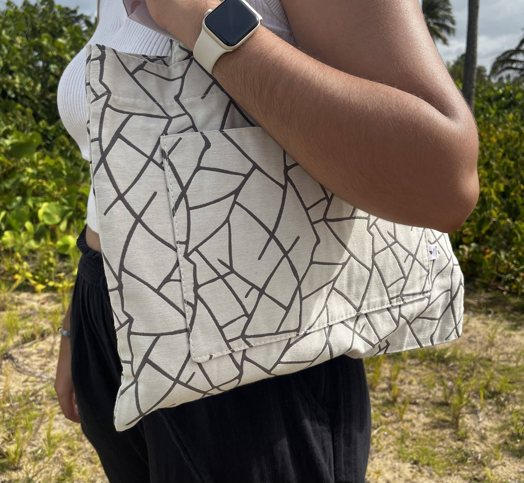 Handcrafted Vibrant Tote Bag – Geometric Print Design