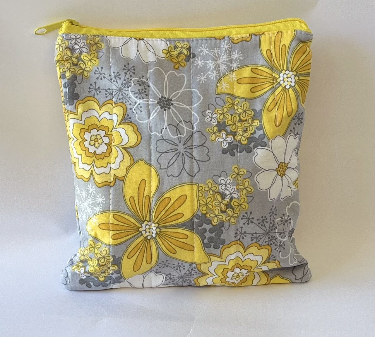 Gray and Yellow Flower Pouch