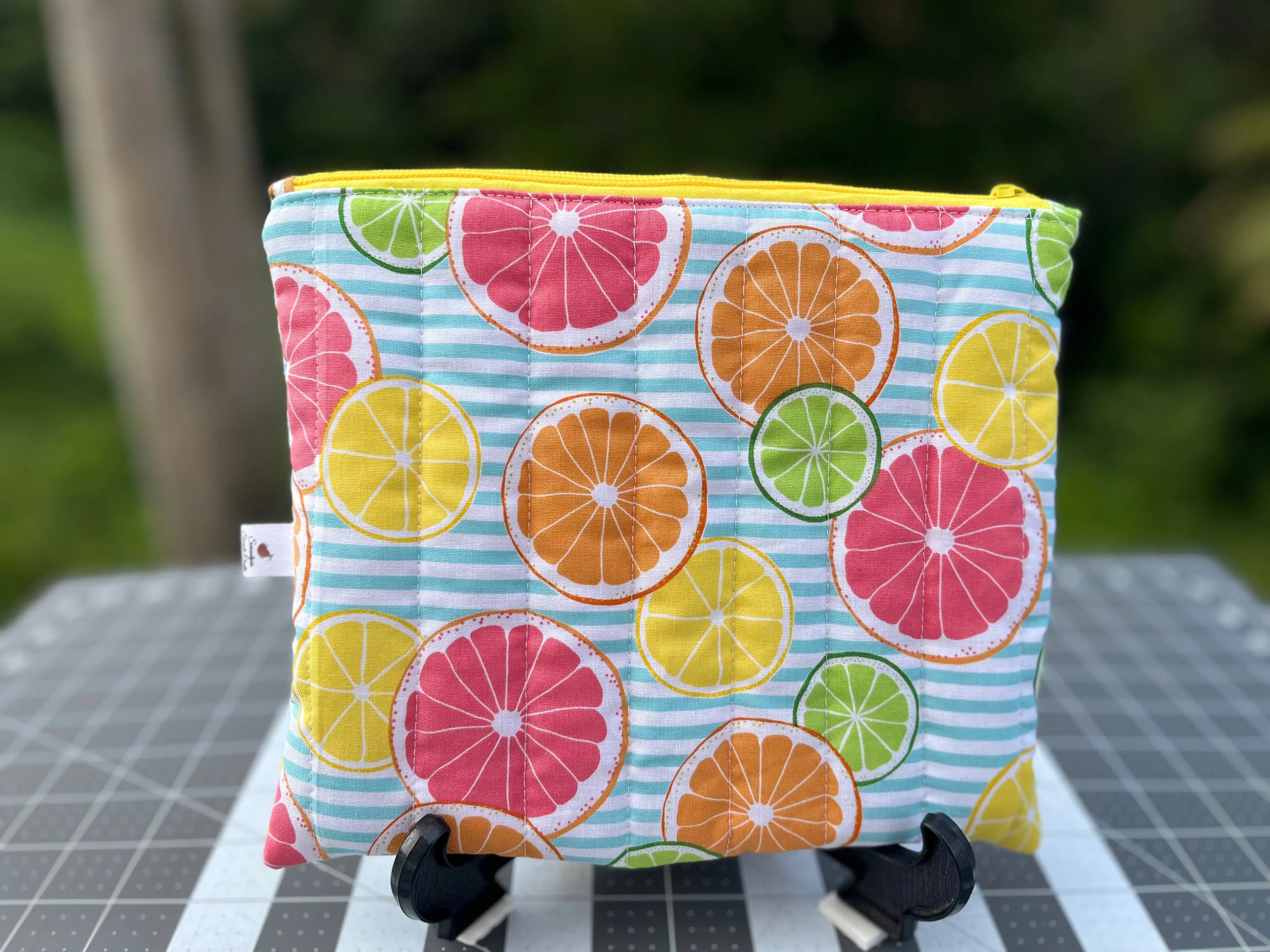 Quilted Citrus Themed Makeup Bag