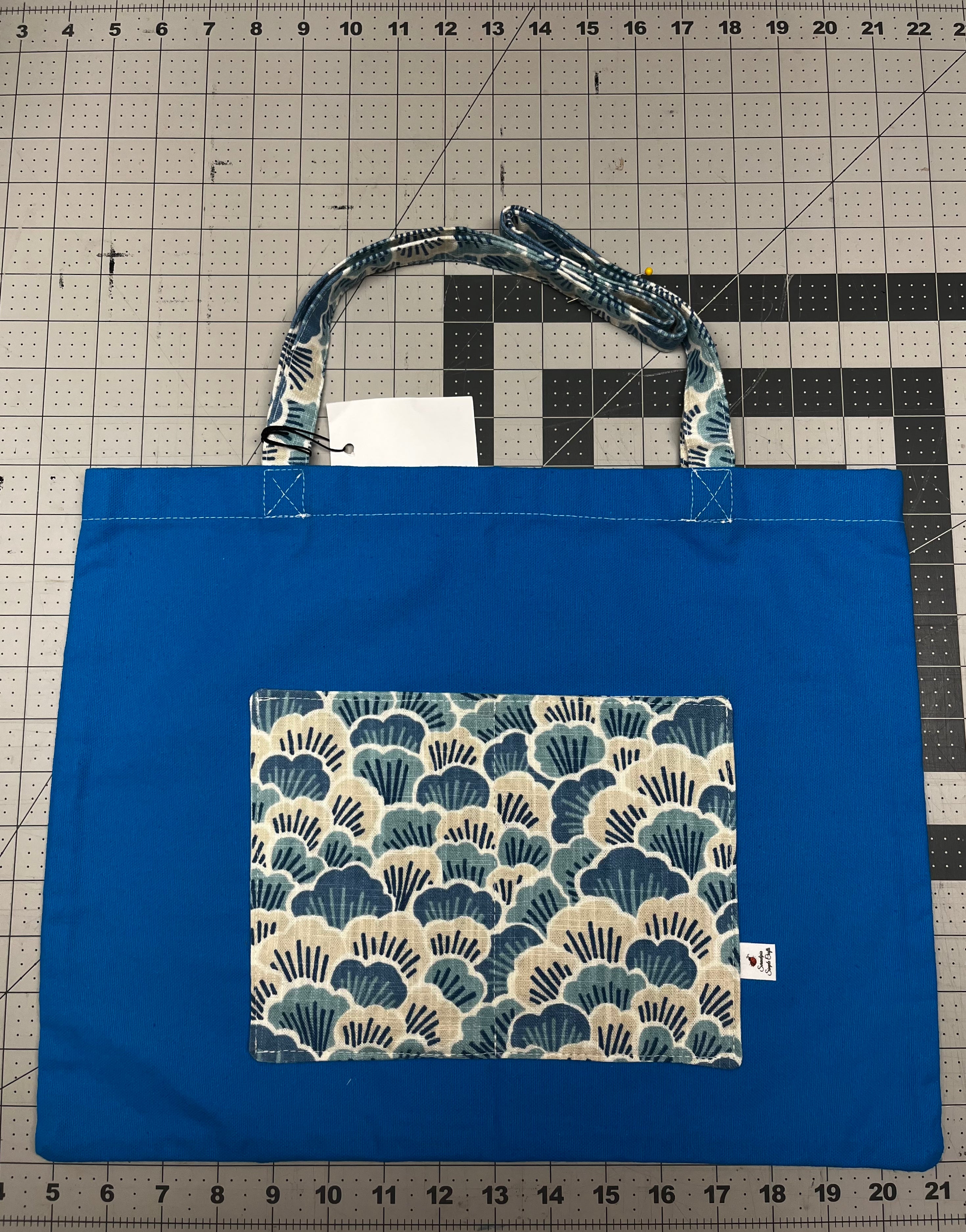 Blue Flower-print Tote Bag