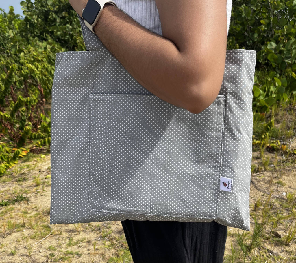 Silver Dots Quilted Reversible Tote