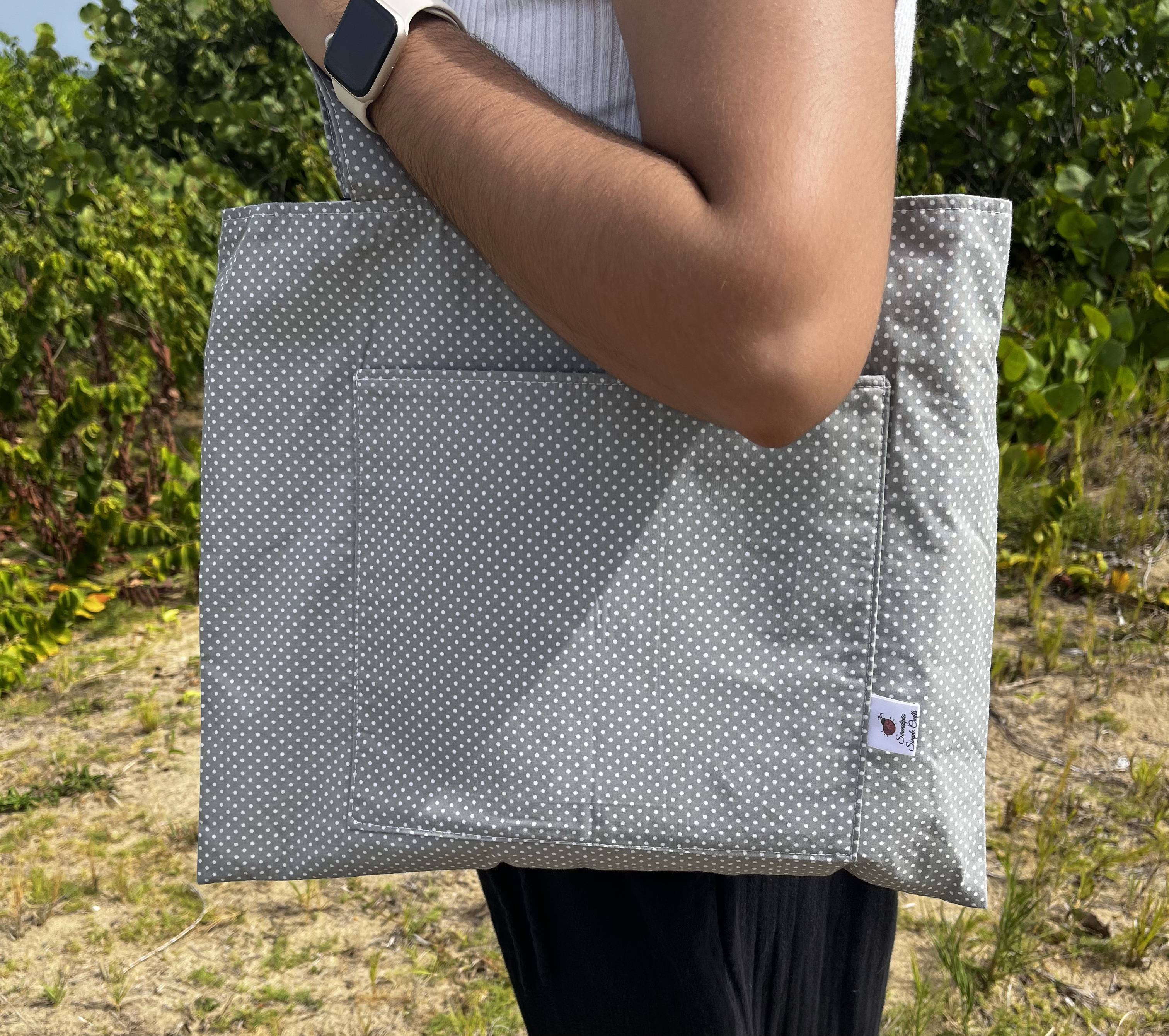Silver Dots Quilted Reversible Tote