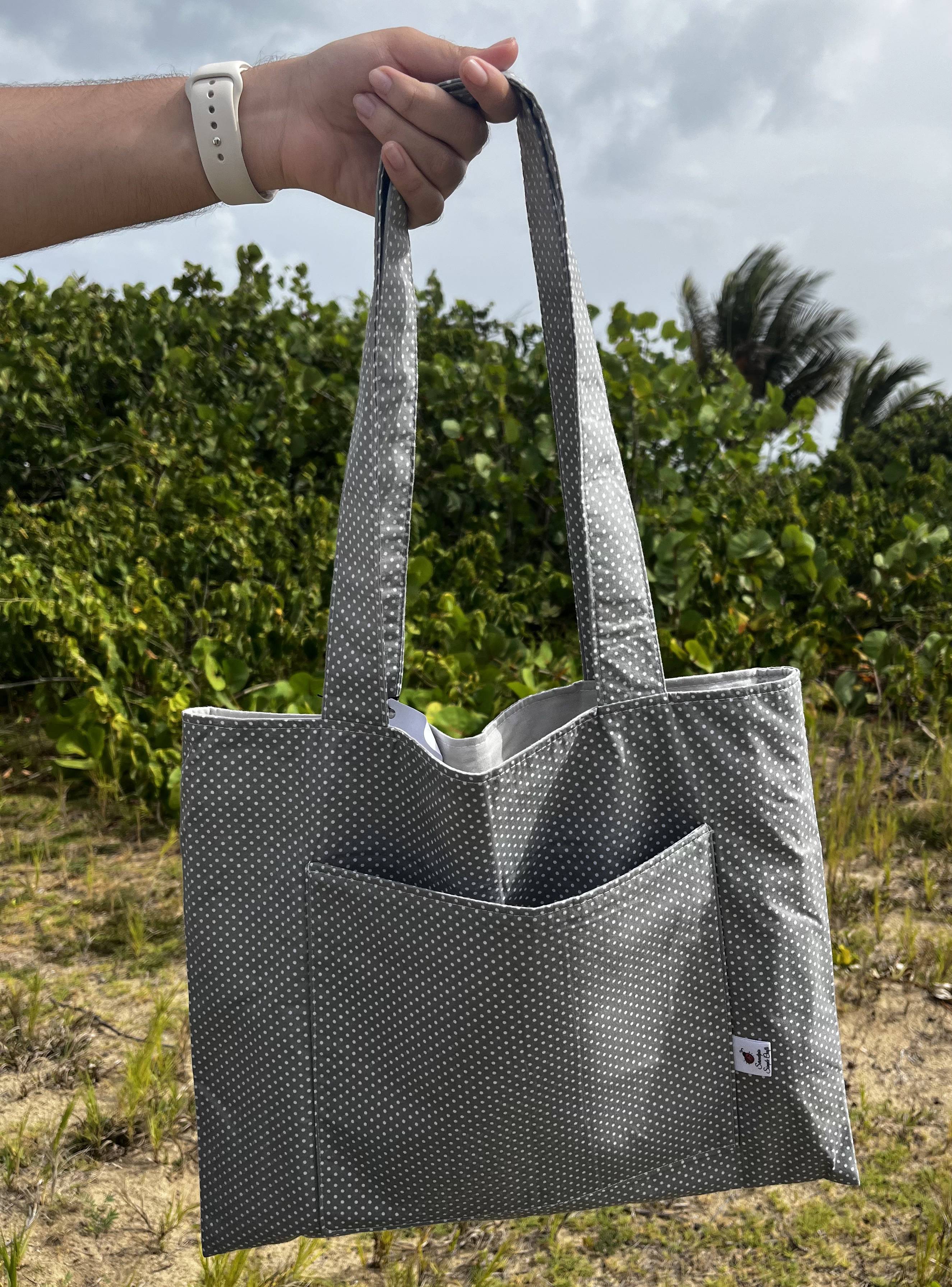 Silver Dots Quilted Reversible Tote