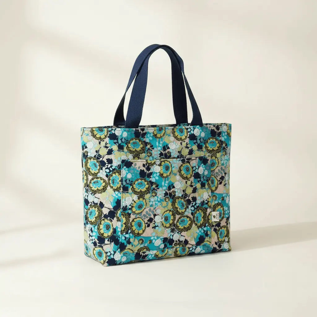 Blooming Teal Reversible Tote - Serendipia Simple Crafts