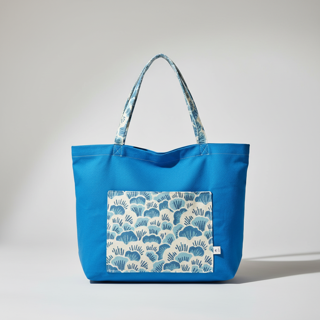 Blue Flower-print Tote Bag