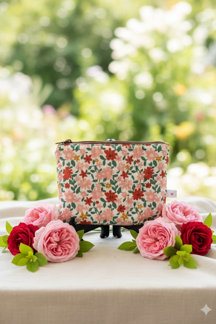 Cartera floral con fondo natural botánico