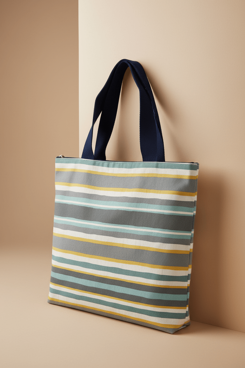 Denim & Stripe Reversible Tote Bag - Serendipia Simple Crafts