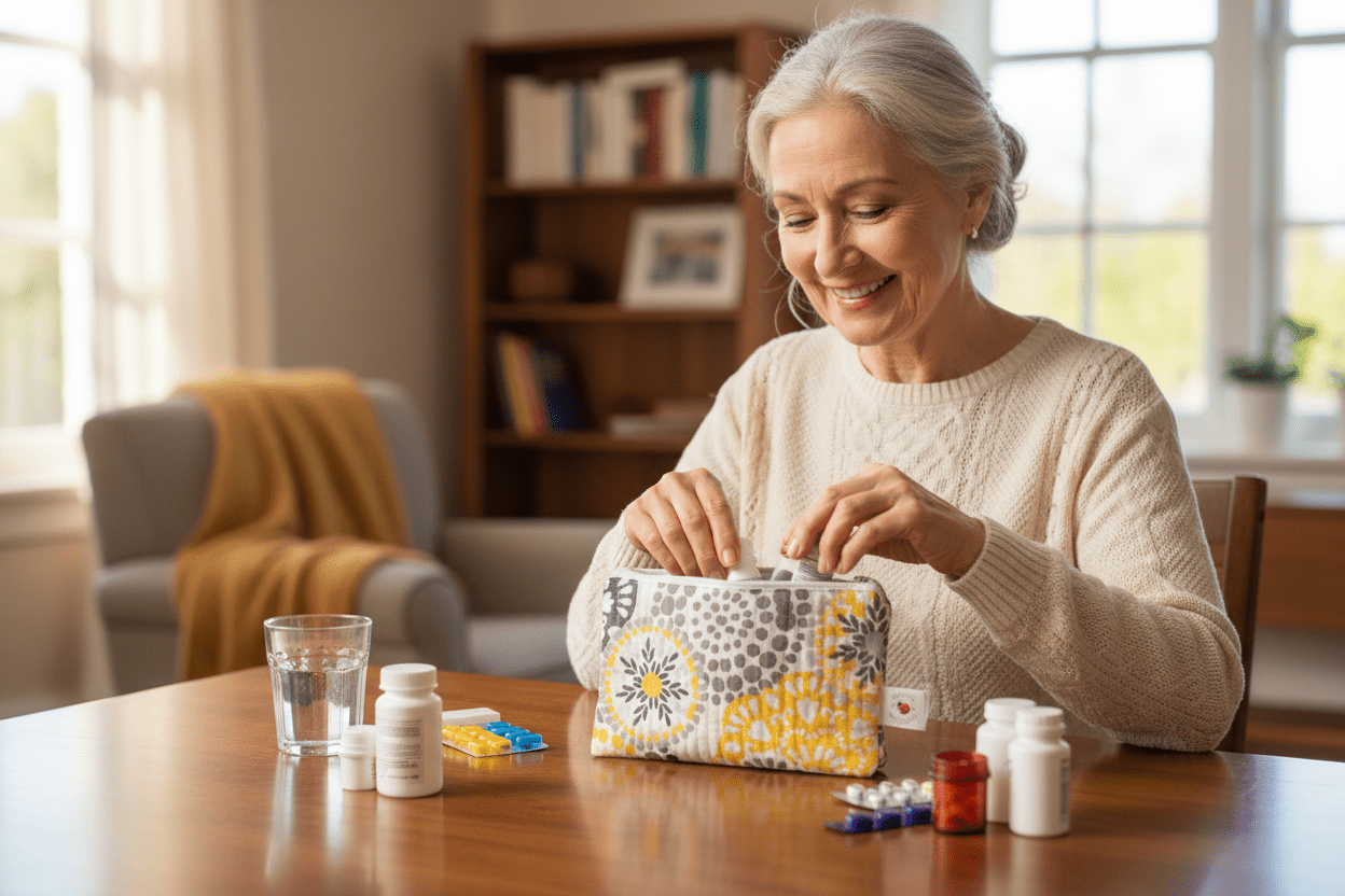 Gray - yellow Dot Flower Pouch - Serendipia Simple Crafts