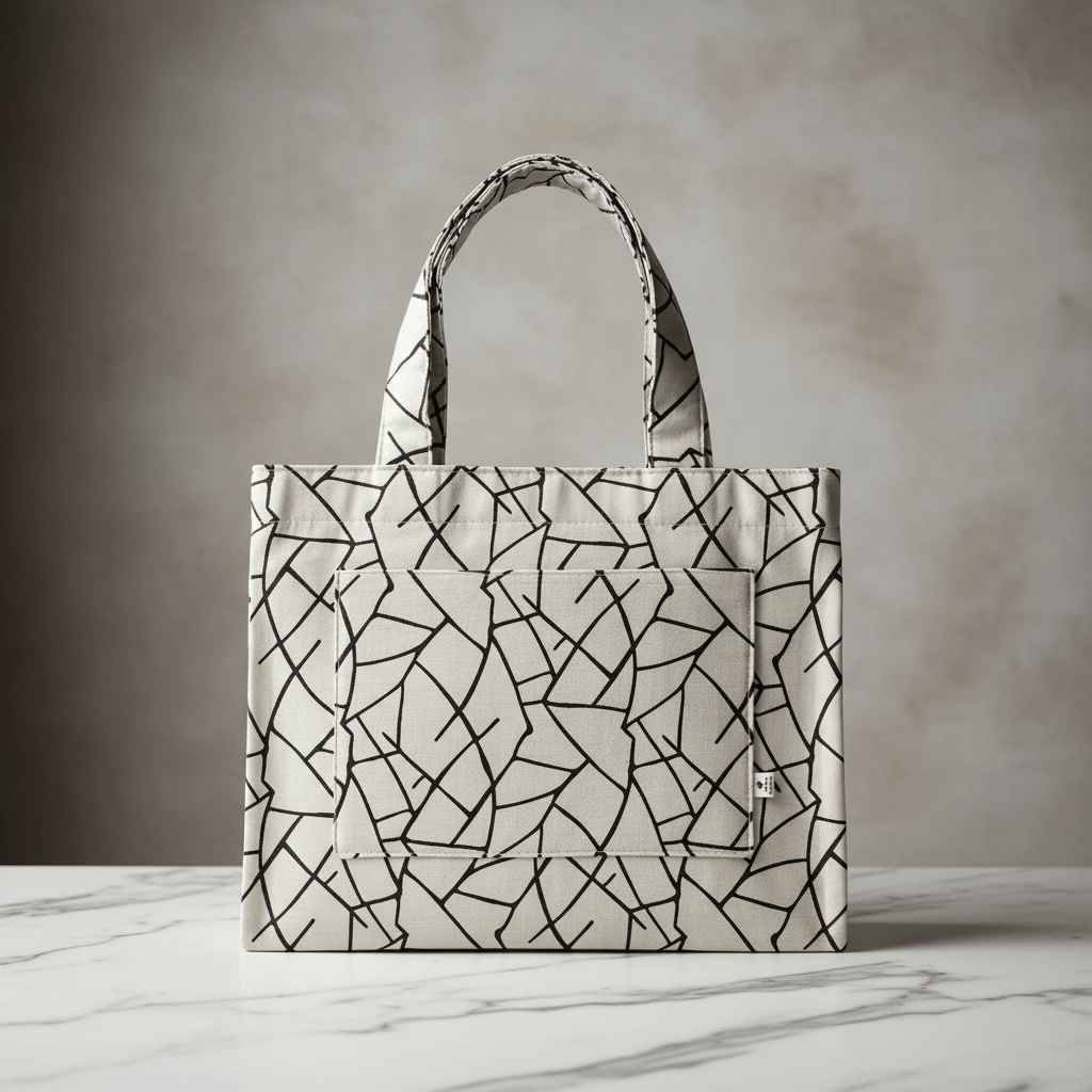 Handcrafted Vibrant Tote Bag – Geometric Print Design - Serendipia Simple Crafts