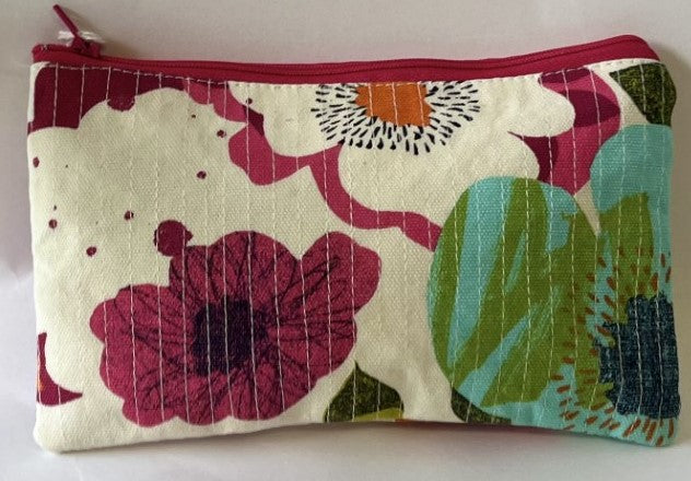 Pink and Turquoise Flower Pouch