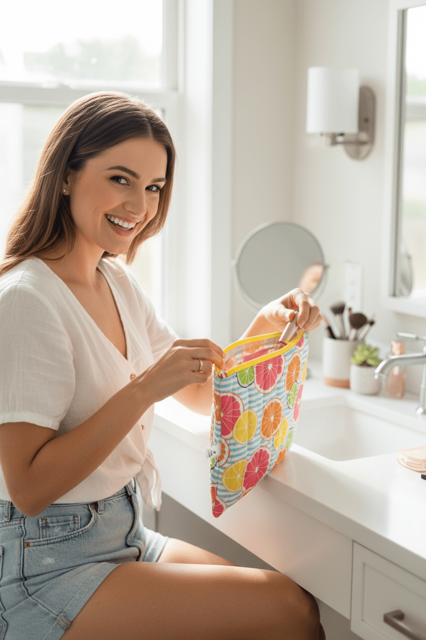 Quilted Citrus Themed Makeup Bag - Serendipia Simple Crafts