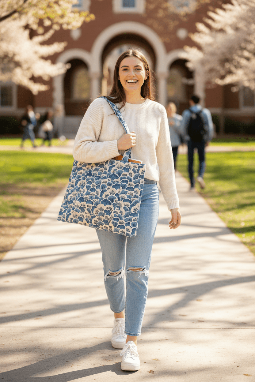 Sky Blue Flower Tote bag - Serendipia Simple Crafts