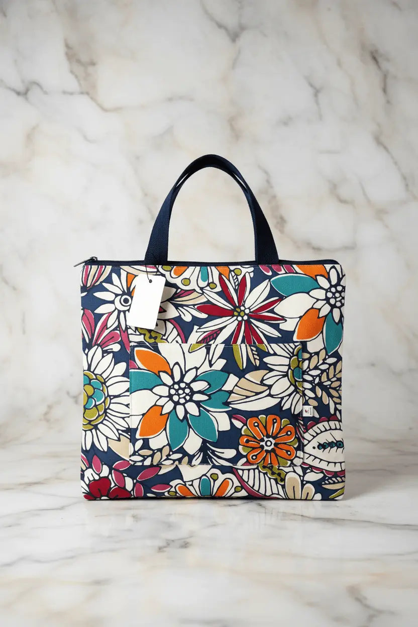 Tropical Flowers Zipped Tote Bag - Serendipia Simple Crafts