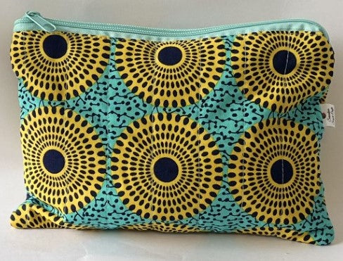 Turquoise and Yellow Circles Pouch