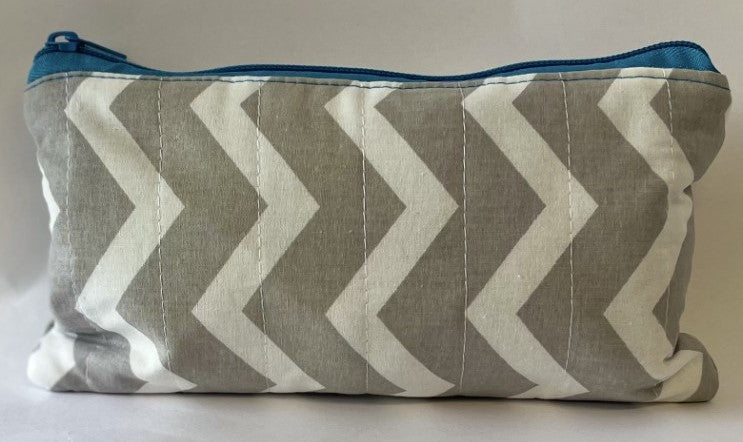 Gray and White Rigrag Stripes Pouch